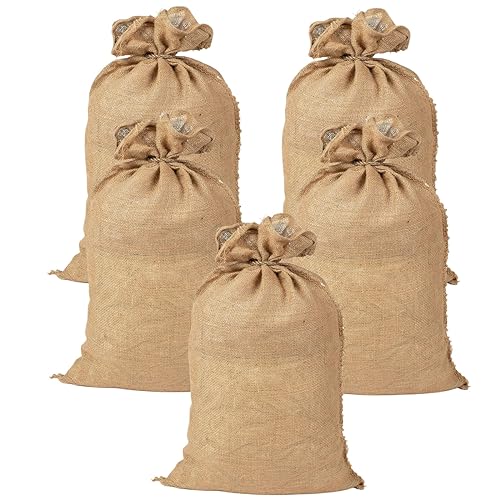 XINGGANG Jutesäcke 105 x 60 cm - 5er Set, Jutesack Universal, 50 kg Traglast - Ökologische Kartoffelsäcke aus 100% Jute - Strapazierfähig, Sackhüpfen, Kartoffelsack, Frostschutz, Nikolaussack von XINGGANG