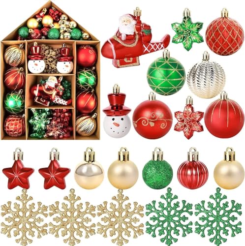 Weihnachtsbaumschmuck-Set, 70Stück golden und Weiß Weihnachtskugeln Baumschmuck mit Stern Baumspitze für Weihnachten Hochzeit Party von XINGGANG