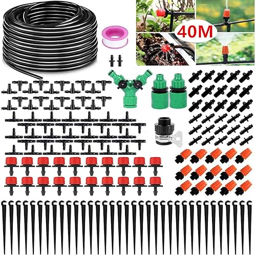 XINGGANG Irrigation Kit, Drip Irrigation 158 Pcs Garden Irrigation System DIY Micro Drip System Automatic Sprinkler Drip Irrigation Garden Watering for Plants 40 m Irrigation Pipes von XINGGANG