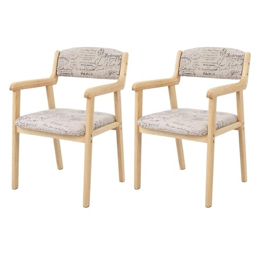 (2 Stück) Massivholz-Esszimmerstuhl, japanischer Arbeitsstuhl for zu Hause, abnehmbarer Stuhl mit Kissenrückseite aus Baumwollleinen, sitzender Sessel im Schlafzimmer (Höhe: 45 cm). ( Color : A ) von XINGJIAJI