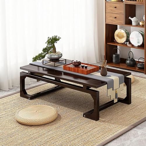 XINGJIAJI Japanischer niedriger Tisch, Tatami-Couchtisch aus massivem Holz, niedriger Teetisch/Esstisch, for Wohnzimmer, Esszimmer und spirituelle Praktiken(Size:100x55x30cm) von XINGJIAJI