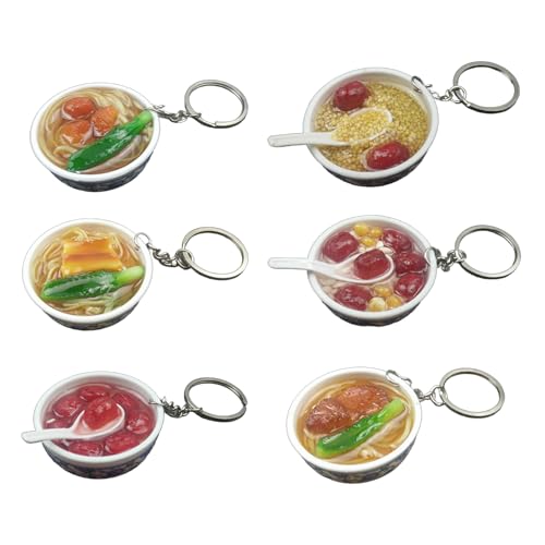 6pcs Kleine Spielzeugfutter Schlüsselbund Simulation Kreativer Köstlicher Keyring Küchendekoration Zubehör Set Simulation Food von XINGLIDA