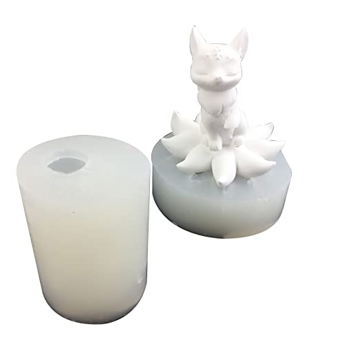 Neun Schwanzfüchse Silikonformen Tisch Ornament Schimmel Epoxidharzform Kerzenpflaster Herstellen Werkzeug Einfach Zu Reinigen Gips Formhandwerkskuchen Kuchen Dekoration von XINGLIDA