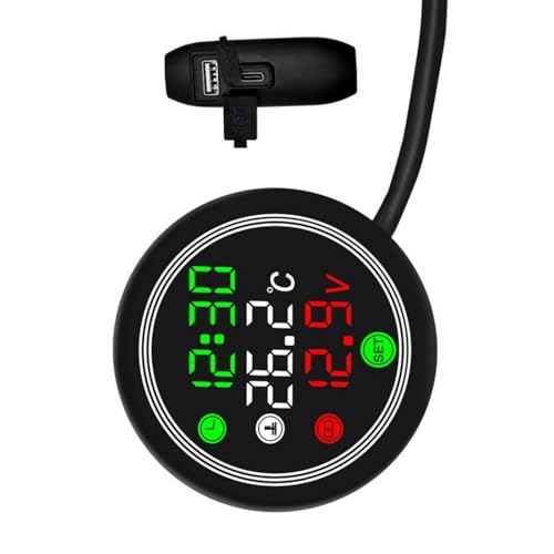 Stoßdämpfer Motorradspannungsspannung Meter 12V USB Ladetemperatursensoren Timer Und Wasserdichtes Design Motorradinstrument von XINGLIDA