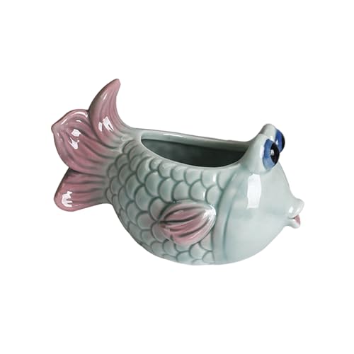 XINGLIDA Keramik Fleischy Pflanzenbehälter Pflanzer Fischform Fensterbox Kaktuskaktus Plant Container Geschenk Für Mutter Schlafzimmer Schreibtisch Handgefertigt Keramik Garten Topf von XINGLIDA