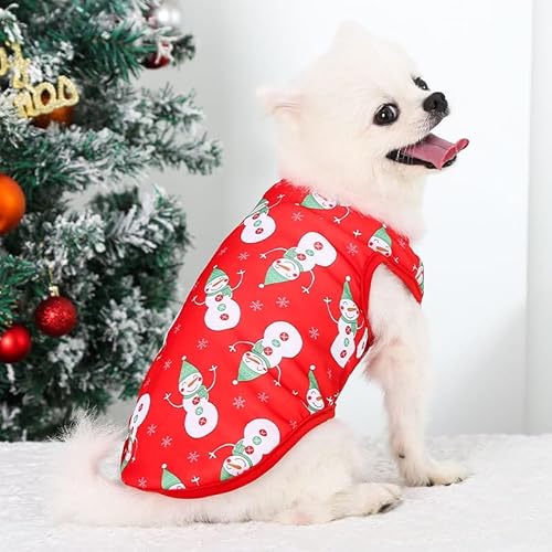 Weihnachtsstimmung Haustierweste - Kleine bis mittelgroße Hunde- oder Katzenweihnachtskleidung mit Pinguin-, Schneemann- und Rentierdrucken von XINGNIAO