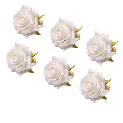 XINGNIAO Handicraft Flower Serviettenringe Set mit 6 Frühlings-Serviettenringen Rose Serviettenhalter Ranken-Design Serviettenhalter Ringe Tischdekoration-Weiße Rose von XINGNIAO