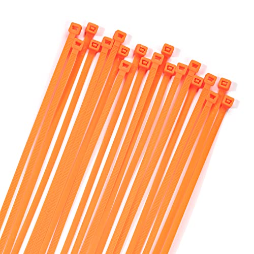 XINGO 100 Stück Kabelbinder, robust, Premium-Nylon-Kunststoff-Drahtbinder mit 22,7 kg Zugfestigkeit, selbstsichernde schwarze Nylon-Kabelbinder für drinnen und draußen (150mm x 4.8mm, Orange) von XINGO