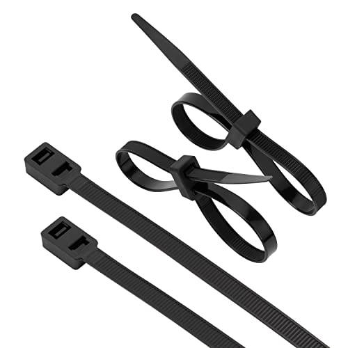 XINGO 100 Stück Schwarze strapazierfähige Kabelbinder mit doppeltem Verschluss, Nylon mit UV-Selbstverriegelung (300mm x 4.8mm) von XINGO