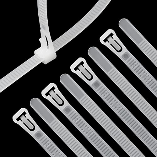 XINGO 100 Stück Wiederverwendbar Kabelbinder Weiß, 250mm x 7.6mm-Premium UV-beständig und hitzebeständige Kabelbinder, Wiederlösbar & Umweltfreundlich von XINGO
