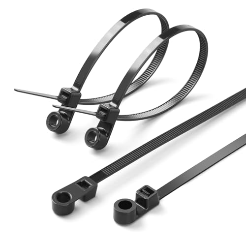 XINGO 100 x Kabelbinder mit Schraubenloch, montierbarer Kopf-Kabelbinder, Mehrzweck-Kabelbinder aus strapazierfähigem Nylon, für den Innen- und Außenbereich (150 x 3.6mm, schwarz) von XINGO