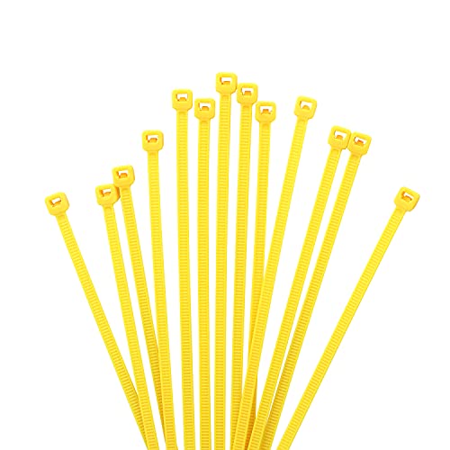 XINGO 1000 Stück Kabelbinder Gelb, 100mm x 2,5mm, 8,1 kg Zugfestigkeit, kleine Größe, UV Beständig Set für Zur Ordnung von Kabeln, Gartenarbeit, Hause, im Büro, der Garage von XINGO