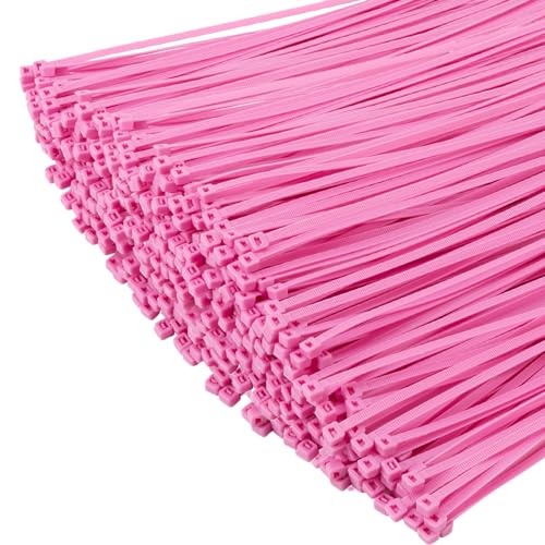 XINGO 1000 Stück Kabelbinder Rosa, 200mm x 4.8mm, 22,7 kg Zugfestigkeit, UV-beständig, Selbstsichernde Kabelbinder für drinnen und drauße von XINGO