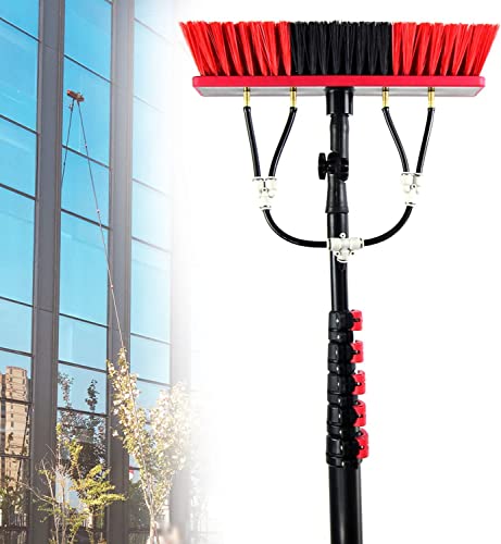Water Fed Pole Kit, 3.6M-11M Adjustable Window Cleaning Pole - 180° Rotatable Brush Head Telescopic Cleaning Brush Outdoor Window Glass Solar Panel Spray Washer Washing Equipment (24FT/7.2M) von XINGSHANG