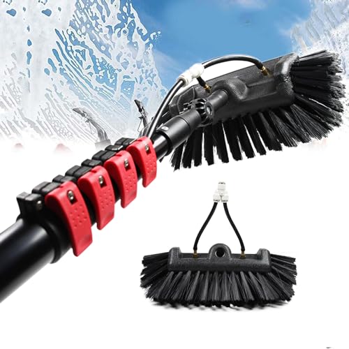 XINGSHANG 3.6-12m High Clean Teleskopstange mit Wasseranschluss,Teleskopstange mit wasserdurchlässiger 5 Flächen Bürste Profi Fensterreiniger, Ausziehbarer Reiniger Wintergartendach, (Size : 20FT/6M) von XINGSHANG