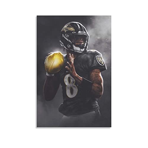 XINGSHANG American Football Star Lamar Jackson Art Poster Wandkunst Poster Drucke Heimdekoration Bild Leinwand Malerei Poster 40 x 60 cm von XINGSHANG