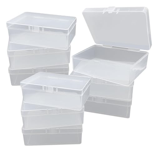 XINGSUI 9 Stück 10 x 7 x 3,5 cm Transparente Plastikbox Klein mit Deckel,Rechteckige Kunststoffbehälter,Bead Storage Containers,für Kunstbedarf, Kleinteile, Perlen, Zubehör von XINGSUI