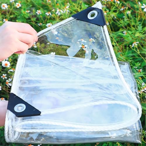 XINGWANGG Abdeckplane Transparent Wasserdicht Plane mit öSen,Wetterfeste Staubdicht Faltbar 0,35mm PVC Kunststoffplane Für Außenbereich Möbel Terrasse,Seil Enthalten,400g/㎡ (120cm x 450cm) von XINGWANGG