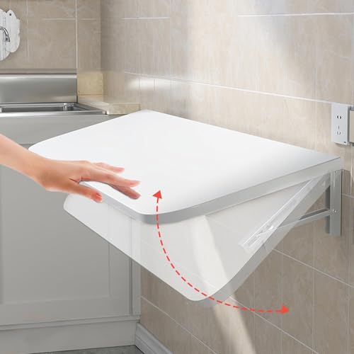 XINGWANGG Klappbarer Wandtisch,Platzsparender Wandschreibtisch Schwimmender Schreibtisch Esstisch Computertisch Küchentisch für kleine Räume zu Hause,mit Schrauben (Weiß,50cm x 40cm) von XINGWANGG