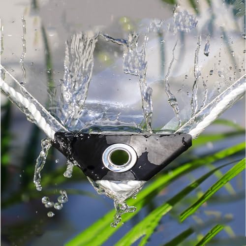 XINGWANGG Wasserdichtes Transparent Plane mit Ösen,Klare PVC Wetterfeste Abdeckplane,0,35mm Faltbar Reißfeste Kunststoffplane für Pavillon Pflanzendecke,Anpassbar (240cm x 150cm) von XINGWANGG