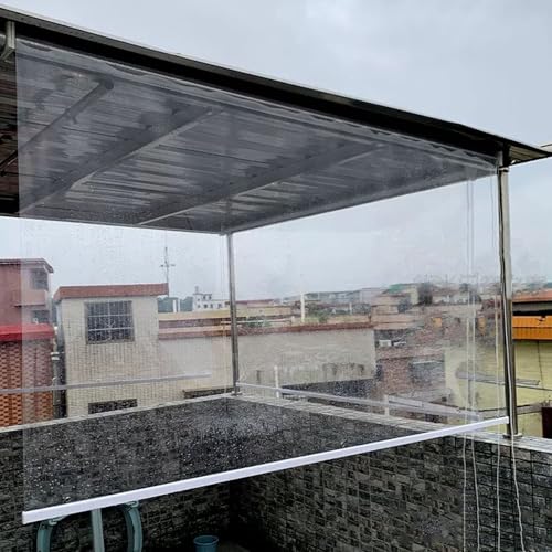 XINGWANGG Wasserdichtes Transparent Rollo,Klare PVC Rollläden Wetterfeste Seitenzug-Rollo für Fenster Balkon Terrassen Tür,Hitzeschutz Vorhänge aus Kunststoff,Breite x Höhe (165cm x 120cm) von XINGWANGG