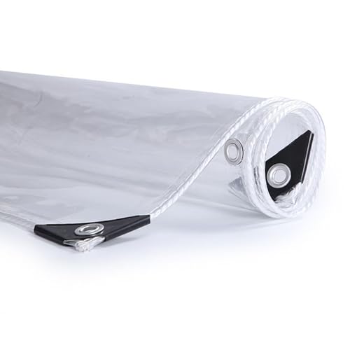 XINGWANGG wasserdichte Transparente PVC Plane mit Ösen,0,35mm Faltbar Wetterfeste Regenschutz Abdeckplane,Balkon Regenplane Mit ösen,für Auto,Camping,Gartenmöbel,Anpassbar (1,8m x 2,5m) von XINGWANGG