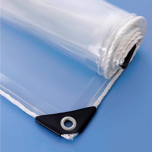 XINGWANGG wasserdichte Transparente PVC Plane mit Ösen,0,35mm Regenschutz Abdeckplane,PVC-Kunststoffplane Wetterfeste Plane Strapazierfähige Vordächer für Gartenmöbel,Anpassbar (50cm x 600cm) von XINGWANGG
