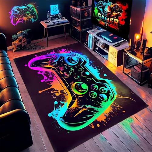 XINGXISHI Große Wohnzimmer Teppich Spielmaschine 3D Moderner Junge Mädchen Schlafzimmer Teppich Rutschfester Gamepad Fußmatten Waschbare Kinderzimmer Teppiche Läufer Rug Gaming von XINGXISHI