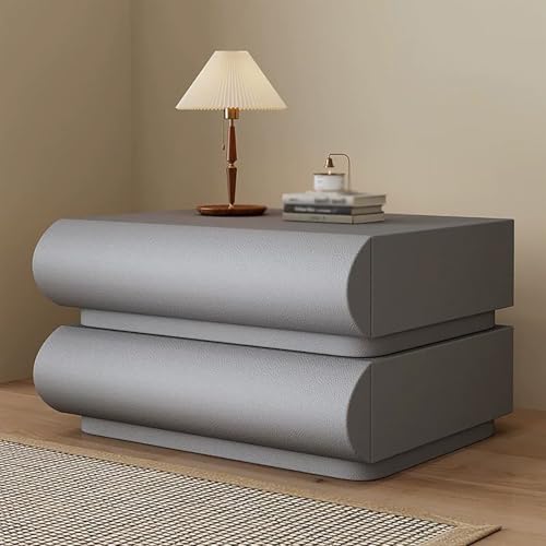 Nachttisch Aus Massivholz Für Das Schlafzimmer Nachttisch Mit Großen Schubladen Mit Mikrofaserleder Umwickeltes Design Breite Ablagefläche für Schlafsaal(Gray,Length30cm/11.8in) von XINGYAOXS