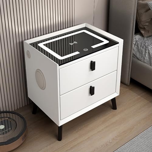 Nachttisch Für Im Schlafzimmer Intelligente Nachttisch Mit Drahtloser Auflade/2 USB-Anschlüsse Und LED Beleuchtung Bluetooth Lautsprecher Beistelltisch Mit Schubladen Für Schlafzimmer Wohnzimmer(Weiß) Nachttisch Für Im Schlafzimmer Intelligente Nachttisch Mit Drahtloser Auflade/2 USB-Anschlüsse Und LED Beleuchtung Bluetooth Lautsprecher Beistelltisch Mit Schubladen Für Schlafzimmer Wohnzimmer(Weiß) von XINGYAOXS