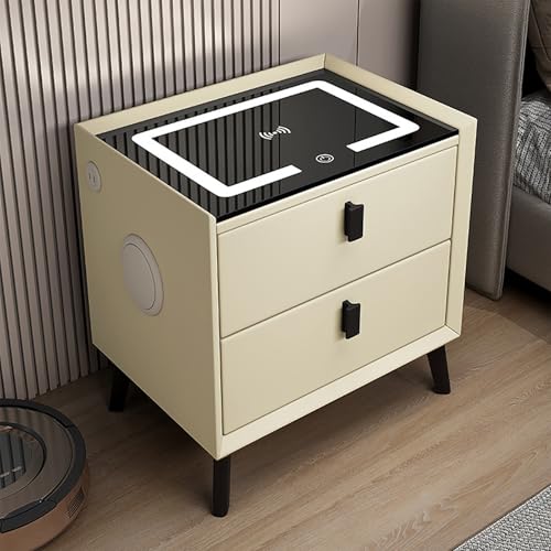 Nachttisch Für Im Schlafzimmer Intelligente Nachttisch Mit Drahtloser Auflade/2 USB-Anschlüsse Und LED Beleuchtung Bluetooth Lautsprecher Beistelltisch Mit Schubladen Für Schlafzimmer Wohnzimmer(Beige Nachttisch Für Im Schlafzimmer Intelligente Nachttisch Mit Drahtloser Auflade/2 USB-Anschlüsse Und LED Beleuchtung Bluetooth Lautsprecher Beistelltisch Mit Schubladen Für Schlafzimmer Wohnzimmer(Beige von XINGYAOXS