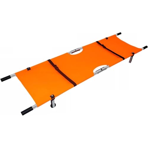 Tragbare Rettungstrage Faltbare Multifunktionstrage Aluminium Mit Rädern Und Rutschfestem Griff Für Stadion- Und Krankenwagen-Patiententransfers(Orange) von XINGYAOXS