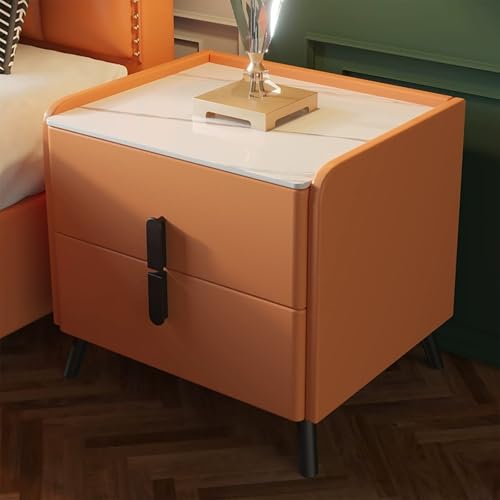 XINGYAOXS Kleiner Beistelltisch Aus Mikrofaser Mit Metallfüßen Nachttisch Fürs Schlafzimmer Mit 2 Schubladen Mit Schieferschrankplatte Massivholzrahmendesign Robust Und Langlebig(Orange,50cm/19.7in) XINGYAOXS Kleiner Beistelltisch Aus Mikrofaser Mit Metallfüßen Nachttisch Fürs Schlafzimmer Mit 2 Schubladen Mit Schieferschrankplatte Massivholzrahmendesign Robust Und Langlebig(Orange,50cm/19.7in) von XINGYAOXS