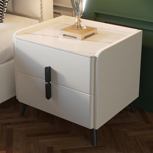 XINGYAOXS Kleiner Beistelltisch Aus Mikrofaser Mit Metallfüßen Nachttisch Fürs Schlafzimmer Mit 2 Schubladen Mit Schieferschrankplatte Massivholzrahmendesign Robust Und Langlebig(White,50cm/19.7in) XINGYAOXS Kleiner Beistelltisch Aus Mikrofaser Mit Metallfüßen Nachttisch Fürs Schlafzimmer Mit 2 Schubladen Mit Schieferschrankplatte Massivholzrahmendesign Robust Und Langlebig(White,50cm/19.7in) von XINGYAOXS