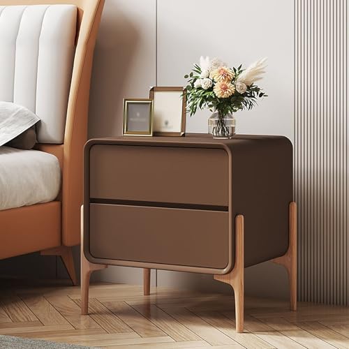 XINGYAOXS Nachttisch Fürs Schlafzimmer Mit 2 Schubladen Moderner Nachttisch Mit Mikrofaserleder Und Holzbeinen Abgerundete Ecken für Schutz Vor Stößen Geeignet für Wohnzimmer(Brown,50cm/19.7in) von XINGYAOXS
