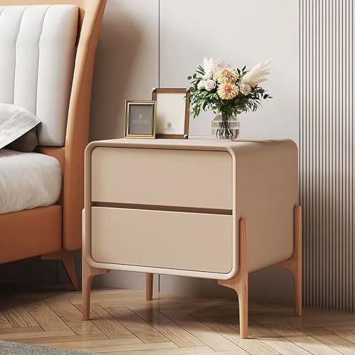 XINGYAOXS Nachttisch Fürs Schlafzimmer Mit 2 Schubladen Moderner Nachttisch Mit Mikrofaserleder Und Holzbeinen Abgerundete Ecken für Schutz Vor Stößen Geeignet für Wohnzimmer(Khaki,50cm/19.7in) von XINGYAOXS