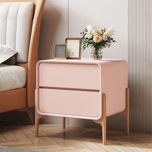 XINGYAOXS Nachttisch Fürs Schlafzimmer Mit 2 Schubladen Moderner Nachttisch Mit Mikrofaserleder Und Holzbeinen Abgerundete Ecken für Schutz Vor Stößen Geeignet für Wohnzimmer(Pink,40cm/15.7in) von XINGYAOXS