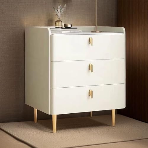 XINGYAOXS Nachttisch Fürs Schlafzimmer Mit 3 Schubladen Moderner Minimalistischer Nachttisch Mit Mikrofaserleder Umwickeltes Design Reduziert Stöße Breite Arbeitsplatte(Beige,40cm/15.7in) von XINGYAOXS