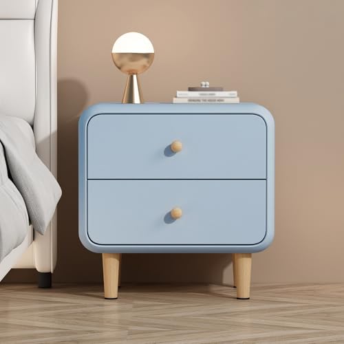 XINGYAOXS Nachttische Aus Massivholz Für Das Schlafzimmer Beistelltisch Für Das Schlafzimmer Nachttische Mit Schublade Und Regalen Lederoberfläche Keine Installation Erforderlich(Blue,50cm/19.7in) von XINGYAOXS