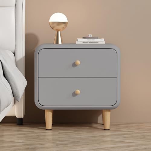 XINGYAOXS Nachttische Aus Massivholz Für Das Schlafzimmer Beistelltisch Für Das Schlafzimmer Nachttische Mit Schublade Und Regalen Lederoberfläche Keine Installation Erforderlich(Gray,50cm/19.7in) von XINGYAOXS
