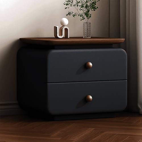 XINGYAOXS Vintage-Nachttisch Aus Holz Moderner Nachttisch Bodenschrank Mit 2 Schubladen Nachttischmöbel Mit Offenen Retro-Holzregalen Geeignet Für Schlafzimmer Wohnzimmer(Black,40cm/15.7in) von XINGYAOXS