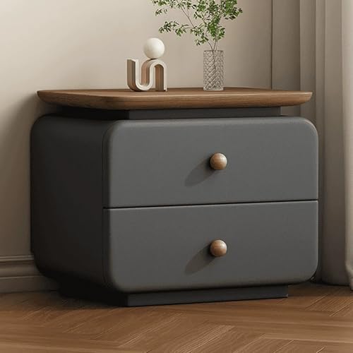 XINGYAOXS Vintage-Nachttisch Aus Holz Moderner Nachttisch Bodenschrank Mit 2 Schubladen Nachttischmöbel Mit Offenen Retro-Holzregalen Geeignet Für Schlafzimmer Wohnzimmer(Dark Gray,45cm/17.7in) von XINGYAOXS