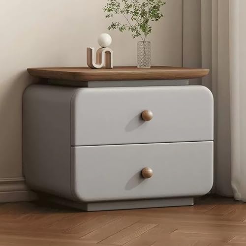 XINGYAOXS Vintage-Nachttisch Aus Holz Moderner Nachttisch Bodenschrank Mit 2 Schubladen Nachttischmöbel Mit Offenen Retro-Holzregalen Geeignet Für Schlafzimmer Wohnzimmer(Gray,40cm/15.7in) von XINGYAOXS