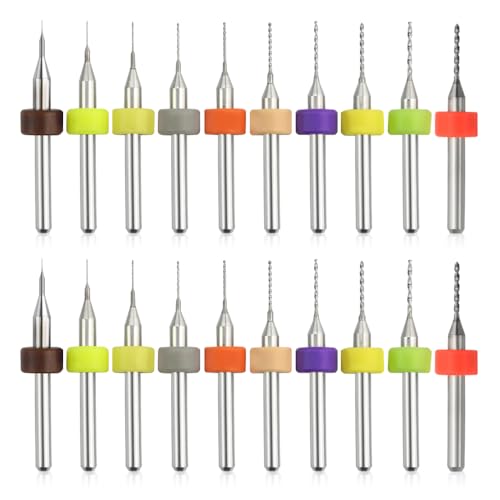 BGTXINGI 20 Stück PCB Drucken Leiterplatte Hartmetall Wolfram Stahl Bohrer, Micro Bohrer Set Schaft 0,1 mm bis 1,0 mm (2each) von XINGYHENG