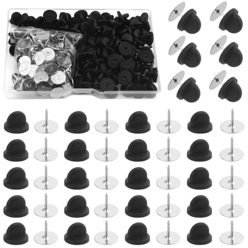 Soskakiist XLX 100 Stück Krawattennadeln mit 100 schwarzen PVC-Kautschukstiften für Schmuckherstellung und Basteln von XINGYHENG