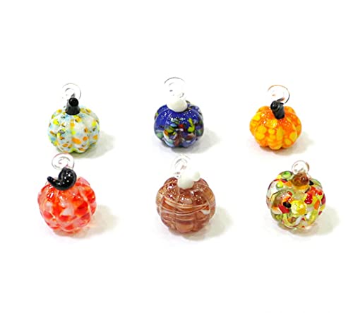 6 Stück hängende Mini-Glas-Kürbis-Bastel-Ornamente, niedliche, Festival-Party, Hausgarten-Dekoration, Charms-Zubehör von XINGYUANHE