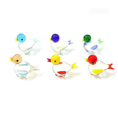 XINGYUANHE 6PCS Bunte Niedliche Vogel Mini Figuren Glas Ornamente Hause Schreibtisch Ostern Dekoration Liefert Neujahr Geschenke von XINGYUANHE