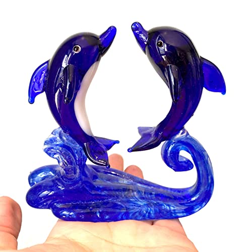 XINGYUANHE Kristall-Delphin-Figur, Glas, mundgeblasen, Meerestier-Skulptur, Aquarium-Ornament, Heim-Tischdekoration von XINGYUANHE