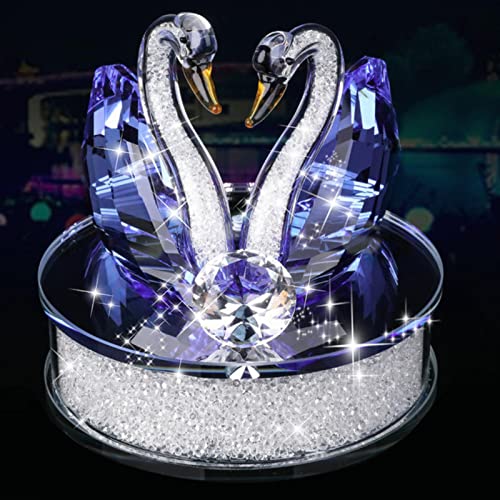 XINGYUANHE Kristall Schwan Kristall Tierfiguren Glas Auto Ornament Dekor Paar Schwan mit Basis Wohnkultur von XINGYUANHE