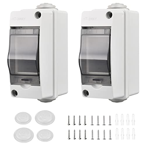 2 Stück Sicherungskasten Aufputz, kleinverteiler IP65-1 Reihig-2 Module, Verteilerkasten Aufputz, Geeignet für Gärten im Freien, Bauernhöfe, Ladesäulen, Feuchtraum von XINHNMUU